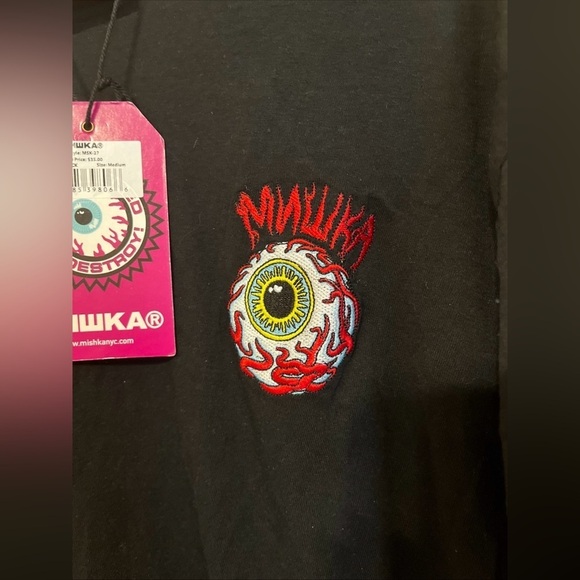 Mishka "Engineered To Destroy" Black T-Shirt With Biker Skull Graphic Size Large - Picture 3 of 16